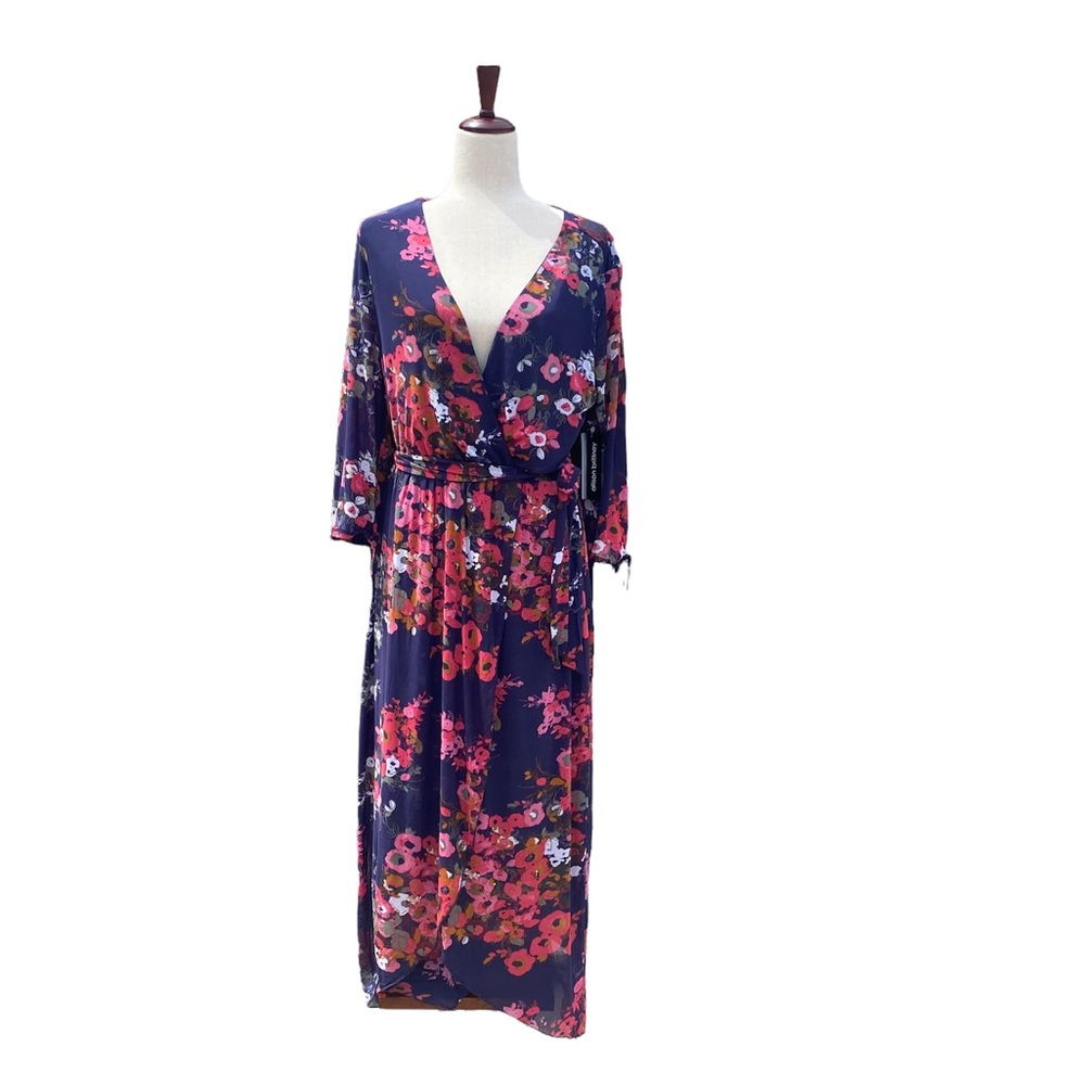 Allison Brittney  large lined faux wrap dress size large